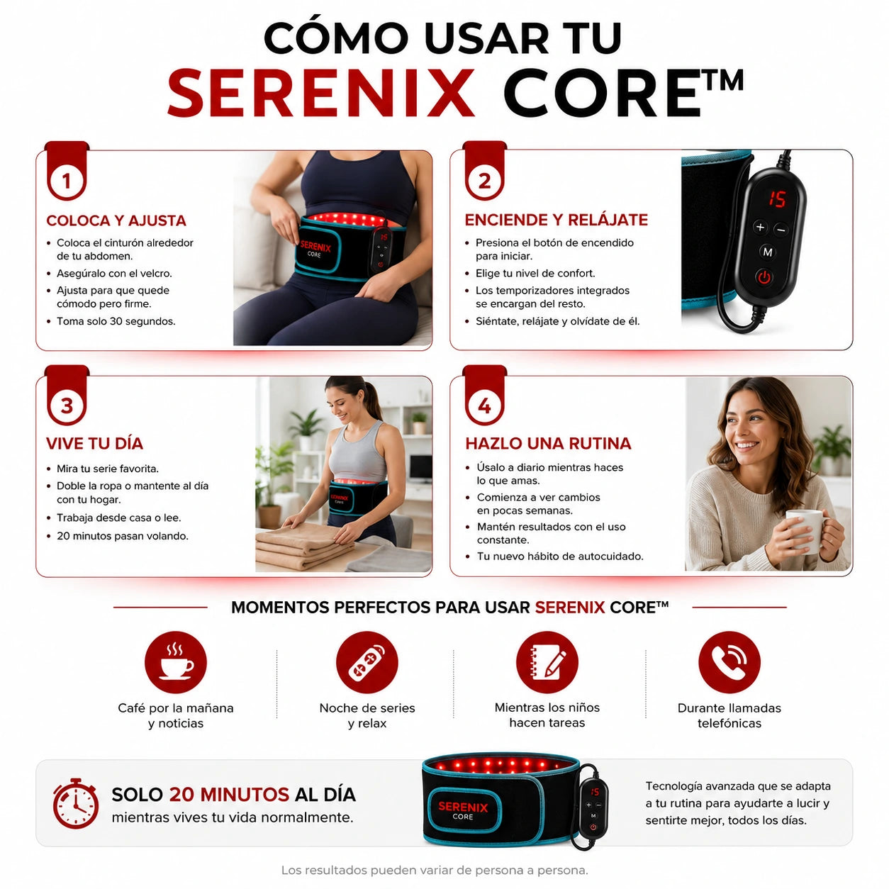 Serenix Core™ | Cinturón de luz roja con tecnología de elevación de 3 capas™